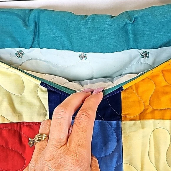 Quilted Patchwork Handmade Pillow Shams Pillowcases Set of 2 Ruffle Multi-Color - Picture 3 of 8